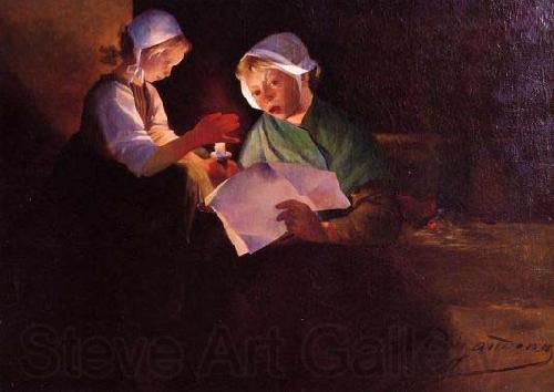 unknow artist Reading Norge oil painting art